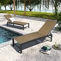 Pellebant Gray Brown Patio Chairs Aluminum Adjustable Lounge Chaise (Set of 2)