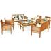 Gymax 8PCS Wooden Patio Conversation Set Outdoor Furniture Set w/ Cushion