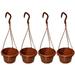 4 Pieces Plastic Hanging Flower Plant Pots Chain Basket Planter Holder Round Hanging Fence Railing Wall Planter Plant Containers for Outdoor Indoor Plants Home Garden Balcony Decoration