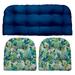 RSH DÃ©cor Indoor Outdoor 3 Piece Tufted Wicker Cushion Set Large Royal Blue + Vida Opal Blue Pineapple