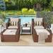 SOLAURA 5-Piece Outdoor Furniture Set Patio Wicker Conversation Set with Lounge Chairs & Ottomans Brown