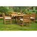 Teak Dining Set: 4 Seater 5 Pc: 60 Round Dining Table And 4 Devon Arm/Captain Chairs Outdoor Patio Grade-A Teak Wood WholesaleTeak #WMDSDVl