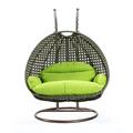 LeisureMod Wicker Hanging 2 person Egg Swing Chair Light Green