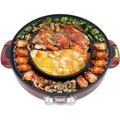 TFCFL 2in1 Electric Grill and Hot Pot Barbecue BBQ Grill Pan Soup Shabu Pot 2200W 110V