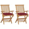 vidaXL Patio Chairs Outdoor Bistro Folding Chair with Cushions Solid Wood Teak