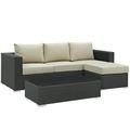 Modern Contemporary Urban Design Living Lounge Room Sectional Sofa Set Beige Rattan