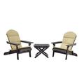 Reed Outdoor 2 Seater Acacia Wood Chat Set Khaki and Dark Gray