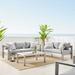 Modway Shore SunbrellaÂ® Fabric Outdoor Patio Aluminum 3 Piece Set in Silver Gray