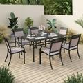 Sophia&William 7 Pieces Patio Dining Set Aluminum Chairs and Steel Table Set