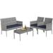 SYNGAR 4 Piece Sectional Sofa Set Patio Rattan Furniture Set with Coffee Table Cushioned Conversation Set Outdoor All Weather PE Wicker Chairs Set for Poolside Backyard Balcony D6711