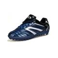 SIMANLAN Men Comfort Mesh Soccer Cleats School Breathable Lace Up Sneakers Running Lightweight Flat Shoe Dark Blue Broken Nail 34