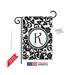 Breeze Decor 80063 Damask K Monogram 2-Sided Impression Garden Flag - 13 x 18.5 in.