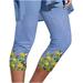 Mrat Loose Business Pants Yoga Full Length Pants Fashion Ladies Elastic Waist Yoga Sport Floral Print Pants Leggings Cropped Pants Travel Pants Women