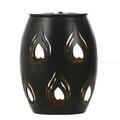 Luxen Home WHSL1549 6 in. Fire Metal Solar Powered Outdoor Decorative Lantern Black