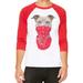 Unisex Red Bandana Pitbull Face B655 White/Red C5 3/4 Sleeve Baseball T-Shirt Medium