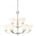 60/6209-Nuvo Lighting-Fawn-Nine Light 2-Tier Chandelier-30 Inches Wide by 26 Inches High-Brushed Nickel Finish