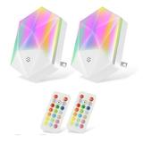 2-Pack Plug-in LED Night Light Remote Control RGB Night Light Lamp for Baby Room Bedroom Bathroom Kitchen Hallway Stairs