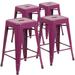 Flash Furniture Commercial Grade 24 High Backless Purple Indoor-Outdoor Counter Height Stool 4 Pack