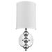 HomeRoots 398449 19 x 8 x 4 in. St. Clare 1-Light Polished Chrome Wall Sconce with White Linen 0.5 Round Shade