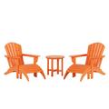 WestinTrends Dylan Outdoor Lounge Chairs Set of 2 5 Pieces Seashell Adirondack Chairs with Ottoman and Side Table All Weather Poly Lumber Outdoor Patio Chairs Furniture Set Orange