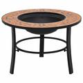 Anself Fire Pit Ceramic Top Steel Wood Burning Firepit Log Grate Terracotta for BBQ Camping Backyard Garden Beaches Park 26.8 x 26.8 x 17.8 Inches (L x W x H)