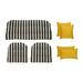 RSH DÃ©cor Indoor Outdoor 7 Piece Tufted Wicker Cushion Set + Pillows Standard Black & White Stripe + Yellow