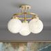 Possini Euro Design Modern Ceiling Light Semi Flush Mount Fixture Brass 16 1/2 3-Light Art Glass Globe Shade for Bedroom Kitchen