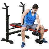 NiamVelo Adjustable Weight Bench with Barbell Rack Stand Folding Workout Bench for Full Body Exercise Multi-Purpose Weight Rack Exercise Bench Home Gym Equipment Black