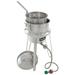 Bayou Classic 1135 10-qt Stainless Fish Cooker Includes 10-qt Fry Pot w/ Lid and Basket 5in Fry Thermometer 4-in Cast Aluminum Burner 5-psi Regulator w/ 36-in Stainless Braided Hose