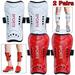 Kids Soccer Shin Guards Ages 6-13 Ankle Protection Gear Elbourn Soccer Shin Guards for Boys Girls Youth Toddlers Teens ( 2 Pairs - White+Red)