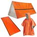 Suzicca Outdoor Emergency Survival Gear Waterproof Heat Reflective Thermal Poncho Raincoat with Sleeping Bag and Tent Shelter for Camping Hiking Adventure