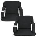 HomGarden 2 Pack Portable Stadium Seat Chair for Bleachers 6 Reclining Position Padded Cushion Black