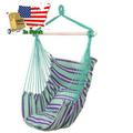Distinctive Cotton Canvas Hanging Rope Chair with 2 Pillows Hammock Chair Porch Swing Seat Large Hammock Stripe Chair Swing Cotton Rope Porch Chair for Indoor Outdoor Garden Patio Porch Yard Green