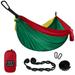 Gold Armour Camping Hammock - Extra Large Double Parachute Hammock Green Red Yellow
