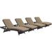 Pemberly Row Modern Rattan Outdoor Chaise in Espresso/Mocha Brown (Set of 4)