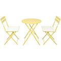 Patio Bistro Set SYNGAR 3 Piece Folding Table and Chairs Set Outdoor Metal Furniture Sets Patio Conversation Set with Folding Round Table and Chairs for Balcony Deck Pool Garden Yellow
