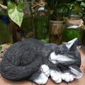 Garden Sleeping Cat Statue Garden Collection Resin and Stone Decorative Garden