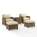 Crosley Furniture Bradenton 5-pc Wicker / Rattan Outdoor Chair in Sand/Brown