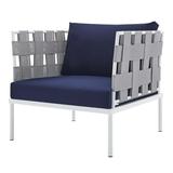 Side Lounge Chair Armchair Sunbrella Aluminum Metal Steel Grey Gray Blue Navy Modern Contemporary Urban Design Outdoor Patio Balcony Cafe Bistro Garden Furniture Hotel Hospitality