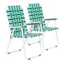 Winado Lawn Chair Set Patio Folding Web 2 Pack Outdoor Beach Chair Portable Camping Chair(Green)