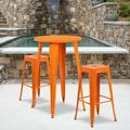 Flash Furniture 24 Round Metal Indoor-Outdoor Bar Table Set with 2 Square Seat Backless Stools Orange 24 W x 24 D x 41 H