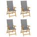 Suzicca Patio Chairs 4 pcs with Gray Cushions Solid Teak Wood