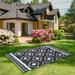 TKOOFN Indoor Outdoor Modern Reversible Patio Mat Geometric Area Rug 9 x 6