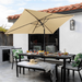 Topeakmart 6.5x10ft Rectangular Outdoor Patio Umbrella with Push Button Tilt and Crank Tan