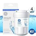 4 Pack MWF Refrigerator Cartridge Water Filter Replacement for Smart Water MWFP MWFA GWF HDX FMG-1 WFC1201 GSE25GSHECSS PC75009 RWF1060 Ice and Water Refrigerator Filter