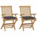 Patio Chairs with Anthracite Cushions 2 pcs Solid Teak Wood