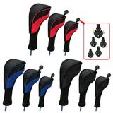 3Pcs/Set Golf Club Head Covers Set Headcovers Men Interchangeable Number Tag Fit All Wood Clubs Blue