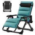 Lilypelle Zero Gravity Chair Lawn Recliner Reclining Patio Lounger Chair Folding Portable Chaise with Removable Soft Cushion Cup Holder Headrest
