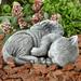 Pure Garden Sleeping Angel Cat Pet Memorial Statue Resin Faux Stone Finish