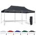 Black 10x20 Pop Up Canopy Tent - Durable Aluminum Frame with Water-Resistant Polyester Fabric Top - Sturdy Wheeled Canopy Bag and Stake Kit Included (5 Color Options)